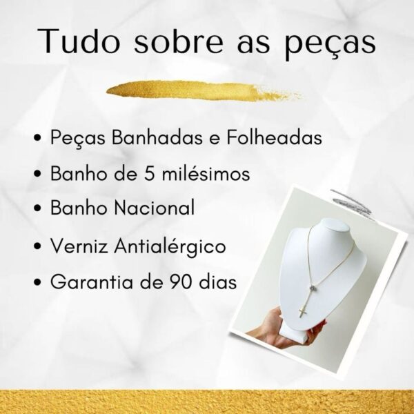Trio Brincos Argolinha Quadrada Cravejado a Ouro 18k - Image 4