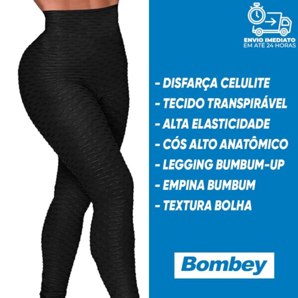 Calça Legging Bolha Suplex Cós Alto Empina Bumbum Fitness Suplex 3D  Textura Flocada - Image 12