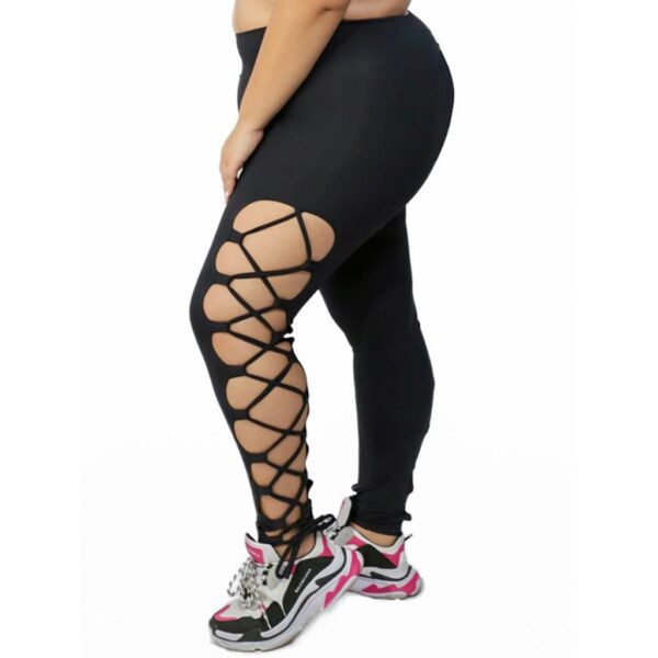 Calça Feminina Legging Grossa Cintura Alta Plus Size Zero Transparência Detalhe Leg Academia Curve - Image 3