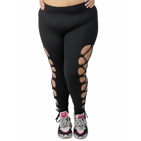 Calça Feminina Legging Grossa Cintura Alta Plus Size Zero Transparência Detalhe Leg Academia Curve - Image 4