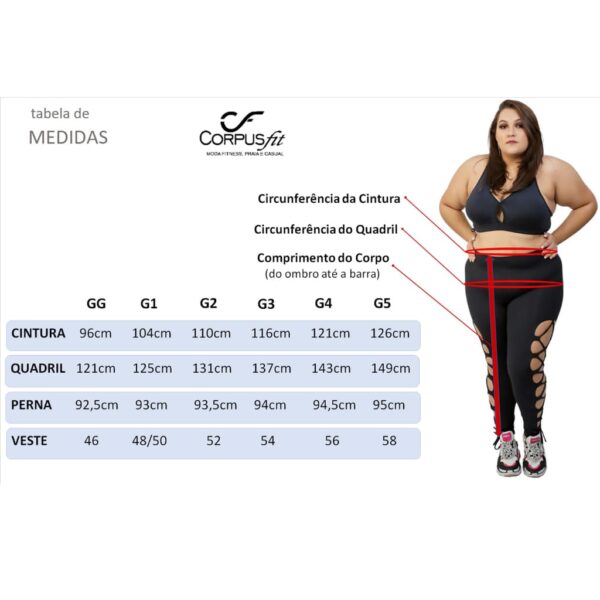 Calça Feminina Legging Grossa Cintura Alta Plus Size Zero Transparência Detalhe Leg Academia Curve - Image 6