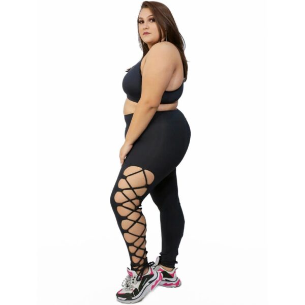 Calça Feminina Legging Grossa Cintura Alta Plus Size Zero Transparência Detalhe Leg Academia Curve - Image 5