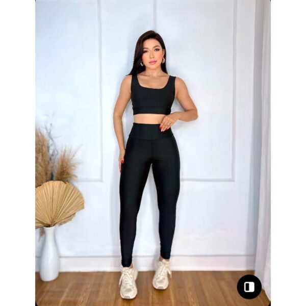 CONJUNTO FEMININO FITNESS CALÇA CINTURA ALTA E TOP FORRADO DE ACADEMIA MUSCULAÇÃO YOGA CICLISMO