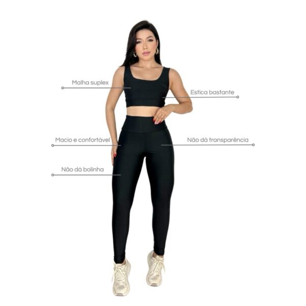 CONJUNTO FEMININO FITNESS CALÇA CINTURA ALTA E TOP FORRADO DE ACADEMIA MUSCULAÇÃO YOGA CICLISMO - Image 5