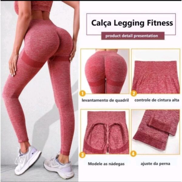 Conjunto academia levanta bumbum cintura alta sem costura - Image 4