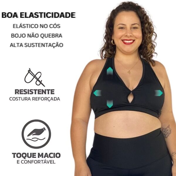 Top Nadador Fitness Plus Size Feminino Academia com Bojo Não Quebra Alta Sustentação Curve - Image 12