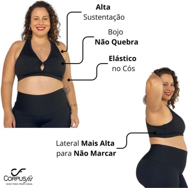 Top Nadador Fitness Plus Size Feminino Academia com Bojo Não Quebra Alta Sustentação Curve - Image 14