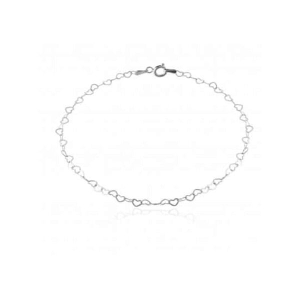 Pulseira prata 925 coração feminina